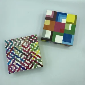 Vtg Pair Vtg IKEA PJÄTTERYD Kapitza Canvas Art Prints Geometric Color Block 6x6 - Picture 1 of 9