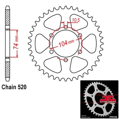 Piñones JT Piñón Trasero Acero 520 Paso 40 Dientes Kawasaki KE 250 (1977-1979) Foto 1 de 2