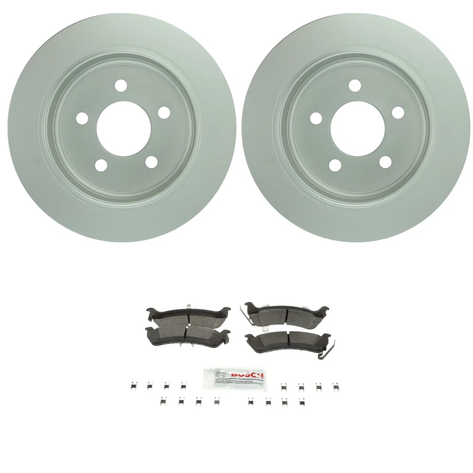 Bosch Rear Quietcast Rotors Blue Semi-Met Disc Brake Pad Kit For Grand Cherokee - Image 1 of 1