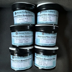 Dharma Reactive Dye LOT of 6 OCEAN BLUES LILAC TURQUOISE GREEN Jacquard Tie Dye - Picture 1 of 16