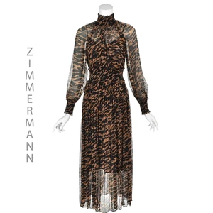 ZIMMERMANN Maxikleid transparente Seide Georgette Tiger Print mit passendem Slip Gr.4 - Bild 1 von 11