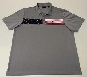 Travis Mathew Men 2XL Golf Polo Shirt Sea to Sea Gray Flag Logo Patriotic USA - Picture 1 of 6