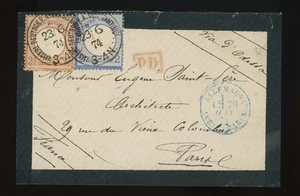 DP Turquía precursor Mi. Nº V 20 + V 21a en página de carta de duelo a París - Imagen 1 de 2