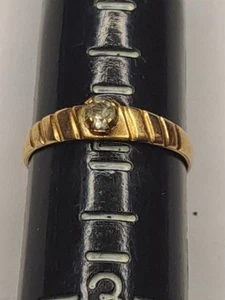 ANELLO a fascia in ORO giallo 10 kt con pietre di cristallo trasparente TAGLIA 2 - Foto 1 di 20