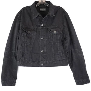 Balenciaga Crop Lightweight Denim Jacket In Black - Women's Size Small - Picture 1 of 9