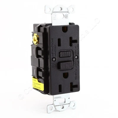 Hubbell Black 20A Autoguard Self-Test GFCI Receptacle 5-20R GFRST20BKCF - Image 1 of 3