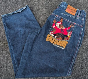 Pantalones de mezclilla holgados bordados Fat Albert 36x32 platino fubu de colección para hombre Y2K - Imagen 1 de 18