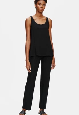 "Pantalones de crepé elásticos rectos Eileen Fisher Flex Ponte talla grande entrepierna de 30""" Foto 1 de 4