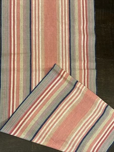 Vintage Skandinavisch Gewebt Streifen Leinen Mehrfarbig Tischläufer Finnland 59X18 - Bild 1 von 6