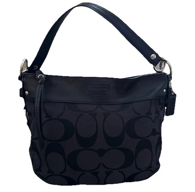 Bolso hobo de hombro negro Coach Zoe Signature firma Y2K # F14708 Foto 1 de 4