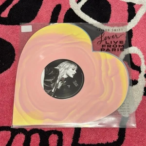 Taylor Swift Lover Live From Paris Heart Shaped 2XLP Vinyl 2025 Pink Blue - Picture 1 of 4