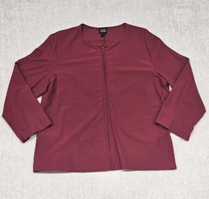 Eileen Fisher große rote weiche Stretch leichte Jacke mit Reißverschluss Lagenlook  - Bild 1 von 7