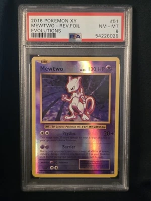 2016 Pokemon TCG XY Evolutions MEWTWO Reverse Holo 51/108 PSA 8 - Image 1 of 2