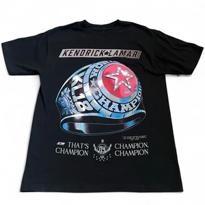 T-shirt Kendrick Lamar uomo campione del mondo anello taglia M nera KL18 2018 TDE EUC - Foto 1 di 8