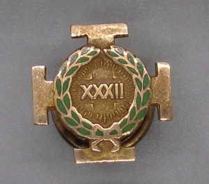 Antike Freimaurer Schottischer Ritus Freimaurer 32. Grad 14k Gold Kreuz Anstecknadel - Bild 1 von 7
