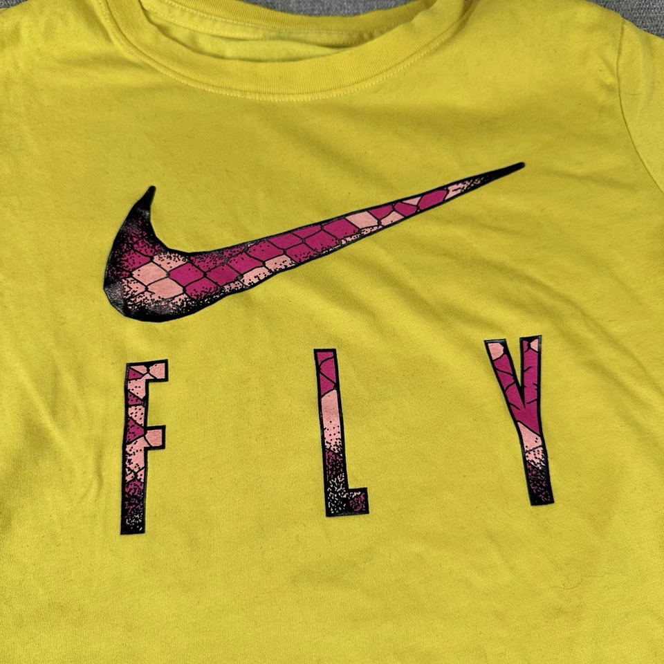 Mujeres The Nike Camiseta Amarilla Dri-Fit Baloncesto FLY Piel de Reptil Estampado Swoosh Camisa Foto 1 de 4