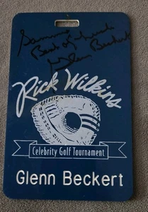 Glenn Beckert AUTOGRAPHED  Celebrity Golf Tournament Name Card Pass - Picture 1 of 8