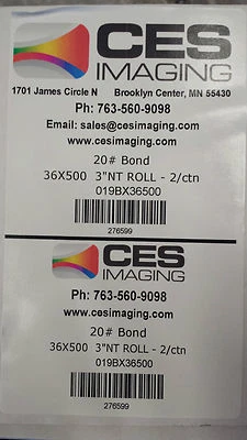 CES IMAGING 2 Rolls 36"x500' Plotter Paper KIP 3000 3100 7100 7170 850 860 870 880 890 800