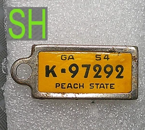 Vintage 1954 DAV Disable American Veterans License Plate Keychain Georgia Peach - Picture 1 of 5