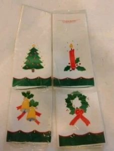 1984 LILLIAN VERNON CHRISTMAS APPLIQUE GUEST TEA TOWELS/NAPKINS SET OF 4 NEW - Picture 1 of 6