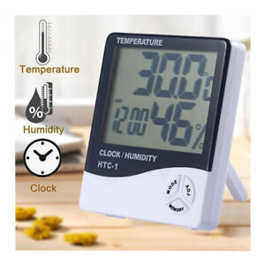 Digital Thermometer Hygrometer Temperature Humidity Meter with Clock Function