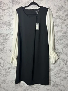 DKNY Damen-Schichtkleid schwarz und elfenbeinfarben Gr. 14 neu mit Etikett - Bild 1 von 8