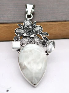 Piedra Luna & Other Piedra Preciosa Hecho a Mano Colgante Joyería 1.2" P 4976 - Imagen 1 de 5