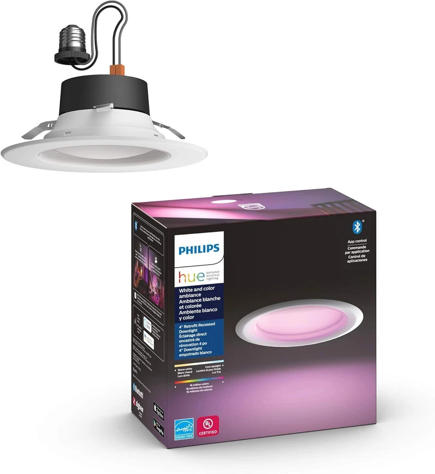Philips LED Smart Retrofit Recessed Downlight 4" High Lumen - White and Colour (578419)