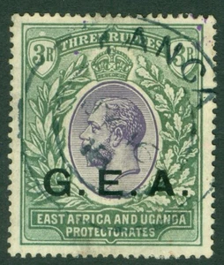 SG 57 Tanganica 1917. 3r violeta y verde. Usado fino con un anillo doble Langara... - Imagen 1 de 2