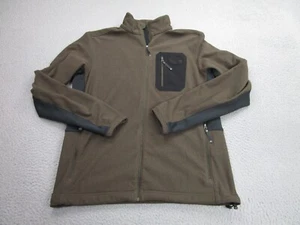 Mountain Hardwear Jacket Mens Large Brown Black Grid Fleece Coat Full Zip - Picture 1 of 14