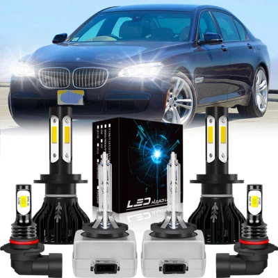 For BMW 750i 750Li 760Li 2006-2008 6X LED/HID Headlight Hi/Lo + Fog Lights Bulbs - Image 1 of 4