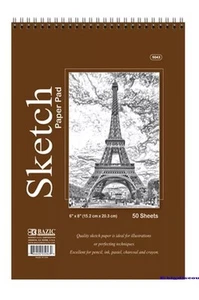 6" x 8" Hochwertige Spirale Premium Qualität Skizzenbuch Papier Block 50 Blatt NEU!! - Bild 1 von 1