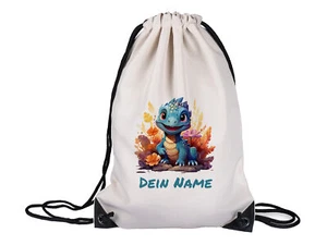 Turnbeutel personalisiert Dinosaurier, Sportbeutel für Kinder Einschulung - Bild 1 von 7