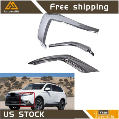 3pcs Set Front Bumper LH Chrome Trim Molding For 2016-2020 Mitsubishi Outlander - Image 1 of 4