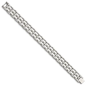 Chisel Stainless Steel Double Row White Ceramic 8.25in Bracelet 8.25" - Picture 1 of 2