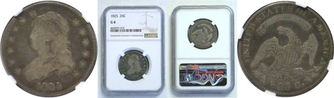1825 Bust Quarter NGC G-6 Cover