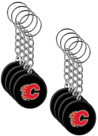 Calgary Flames Mini Hockey Puck Keychains NHL Wholesale Lot (8 Count) Cover