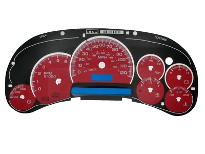 Red Custom Gauge Face Overlay for 2003 04 05 GM Gas Instrument Clusters New - Image 1 of 4