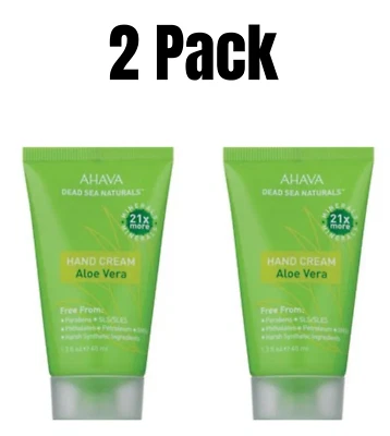 2 Pack AHAVA Dead Sea Naturals Hand Cream Aloe Vera 21X More Minerals New 1.3 oz - Image 1 of 2