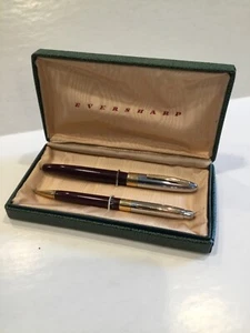 Vtg Eversharp Manifold Medium Fountain Pen-14k Gold Nib-Maroon Body-Pencil Box - Picture 1 of 4