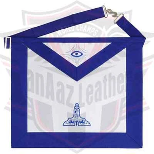 MASONIC PAST MASTER 100% HANDMADE APRON - BLUE HAND EMBROIDERED MASONIC APRON - Picture 1 of 2
