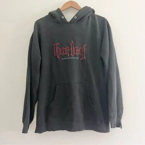 Vintage Hurley International Grunge Black Hooded Sweatshirt Mens L Read Notes - Picture 1 of 10