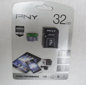 PNY 32GB MICRO SD CARD W/ ADAPTER- NEW IN PKG !!!! - Picture 1 of 5