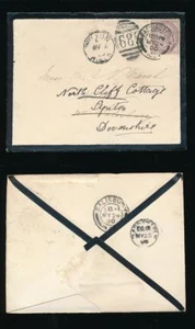 GB QV 1900 WILTS + DEVON MOURNING ENV.WILTON 685 DUPLEX for REDIRECTON to LYNTON - Picture 1 of 3