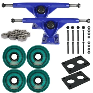 Longboard 181mm Reverse Kingpin Blue Trucks 76mm Aqua Wheels with Bearings & Har - Picture 1 of 4