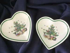 2 NIKKO CHRISTMASTIME TREE heart TRAY dish NEVER USED! new! EXCELLENT! - Picture 1 of 6