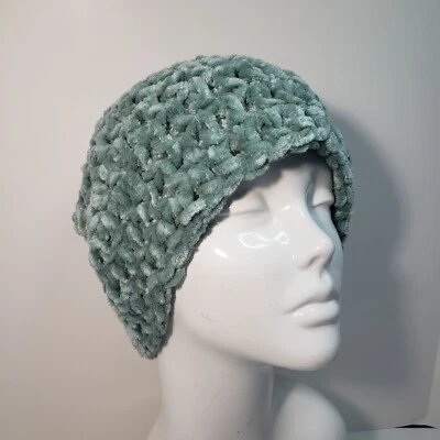 Women's New Handmade Crochet Blue Green Warm Bennie - Image 1 of 4