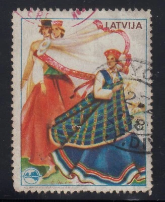 Selo pôster usado Letônia, 1938 - Cinderela - Imagem 1 de 2