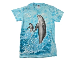 Vintage 90er handbemalt blau zwei Delfine T-Shirt Größe Small selten toller Con - Bild 1 von 10