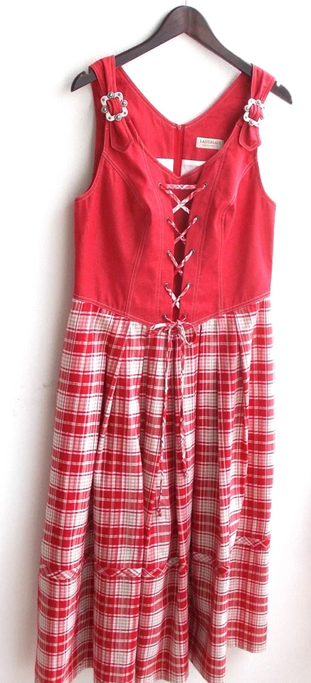Damen Trachten Kleid ärmellos Oberteil rot, Rock kariert Gr. 42 v. Landhaus - Bild 1 von 2
